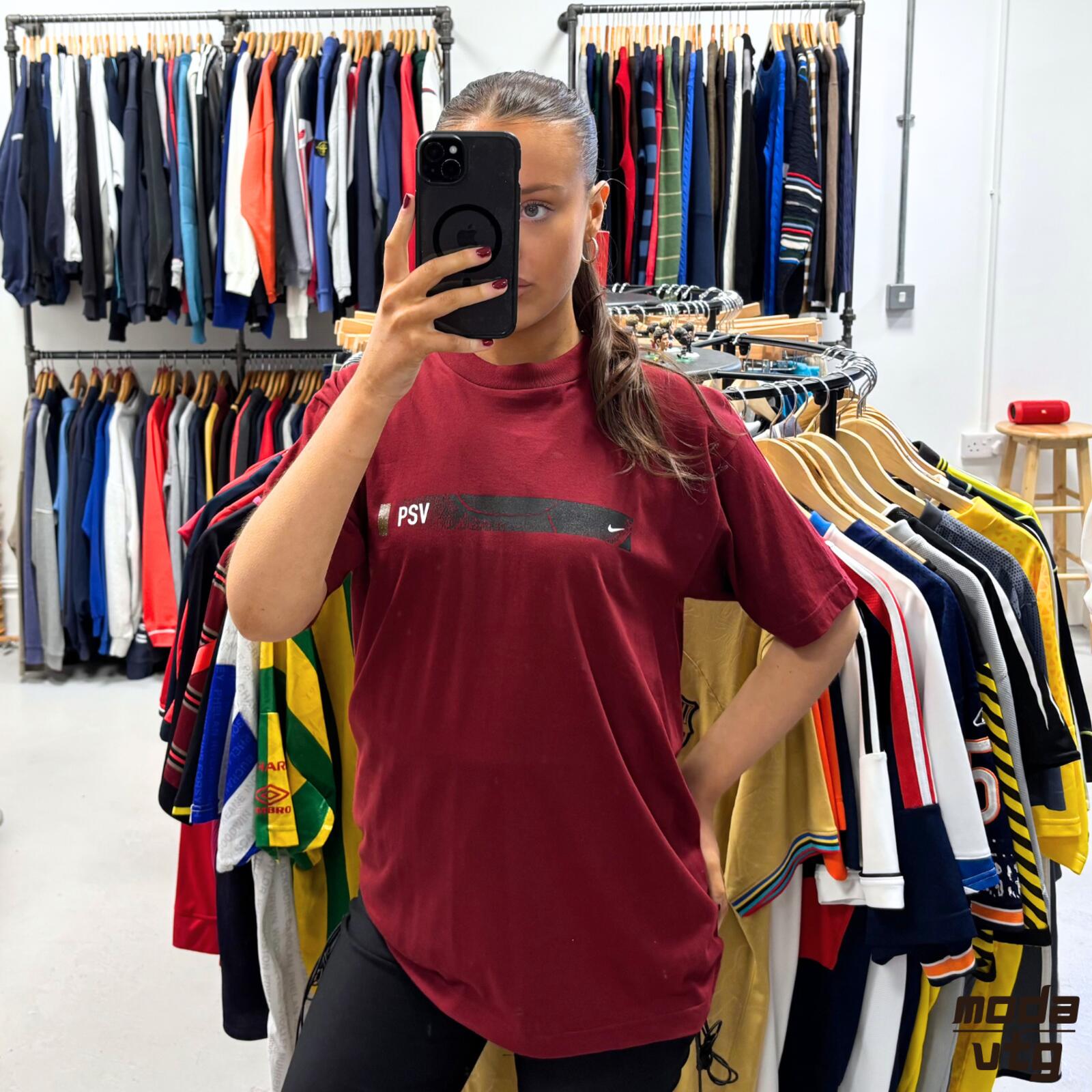 Vintage Y2K PSV Eindhoven T-Shirt Burgundy Small Deadstock Unisex Retro Nike