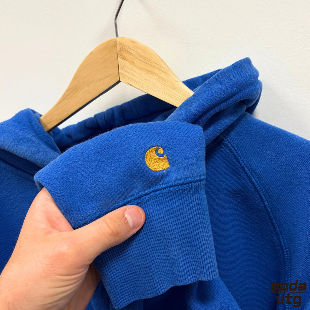 Vintage Y2K Carhartt Hoodie Blue Large Retro Unisex Full Zip
