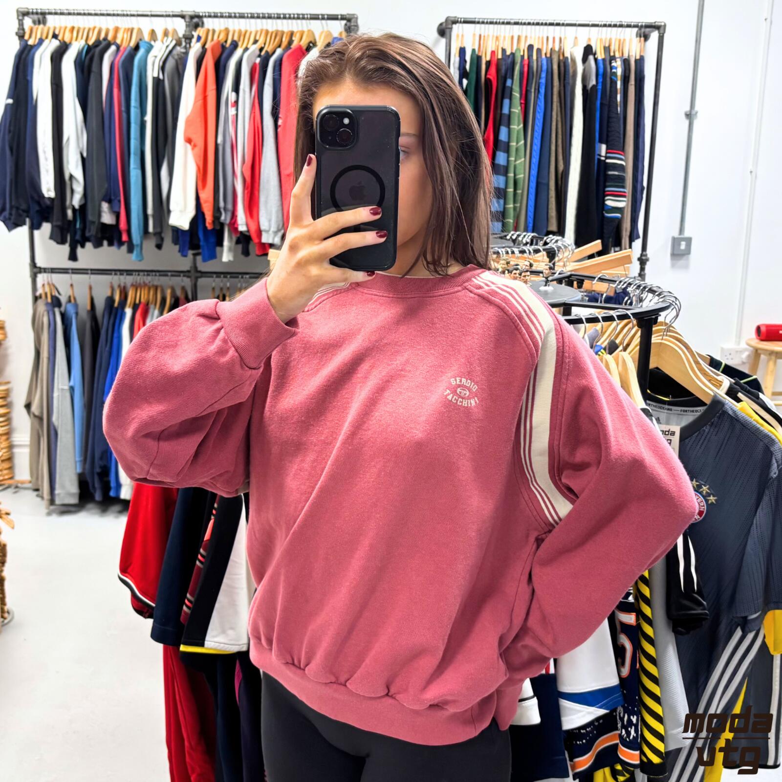 Vintage Y2K Sergio Tacchini Sweatshirt Pink Small Retro Unisex
