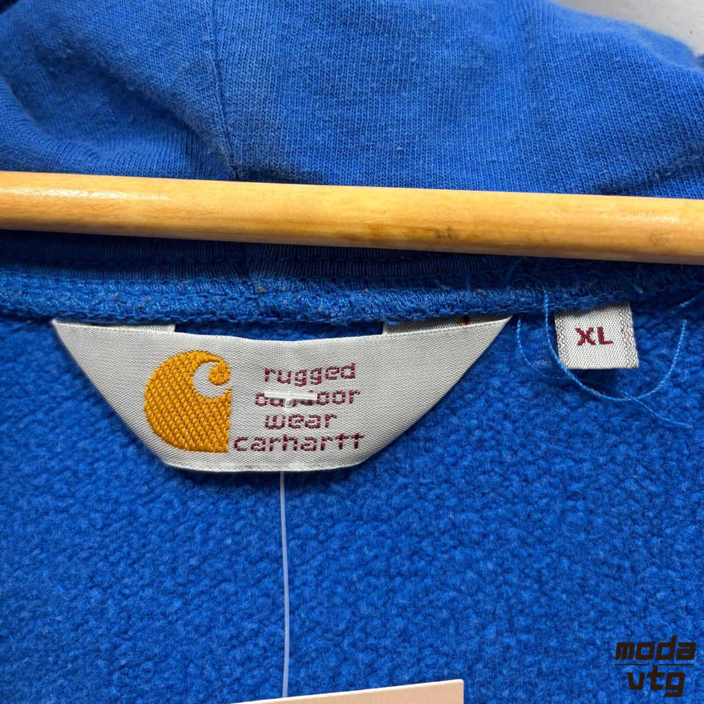 Vintage Y2K Carhartt Hoodie Blue Large Retro Unisex Full Zip