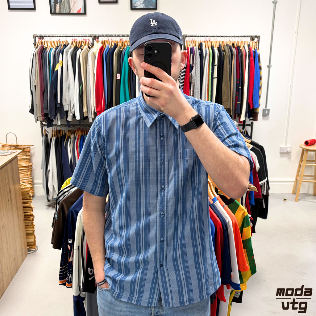 Vintage Y2K Guinness Shirt Blue XL Striped Holiday Summer