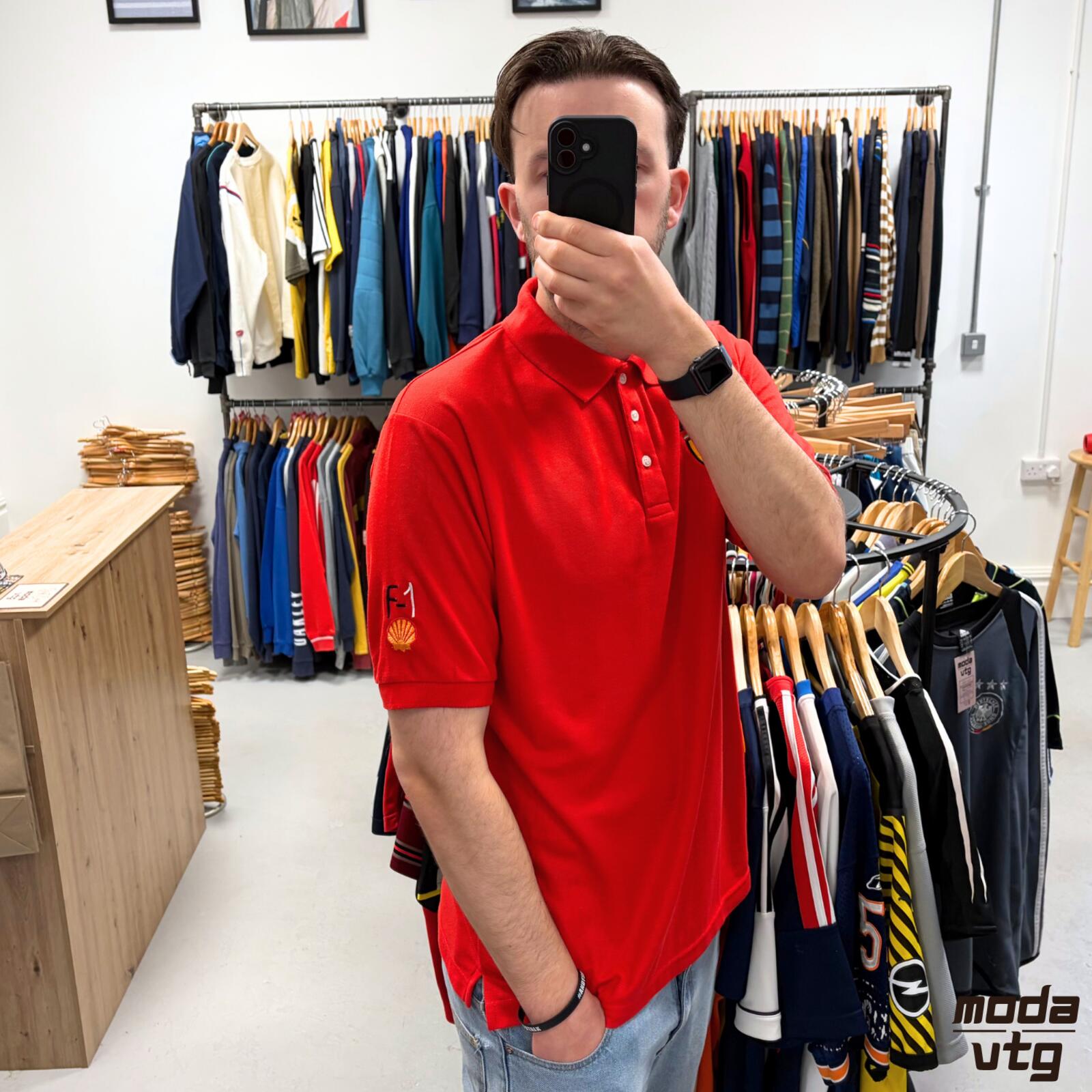 Vintage Y2K Ferrari Polo Red XL Retro F1