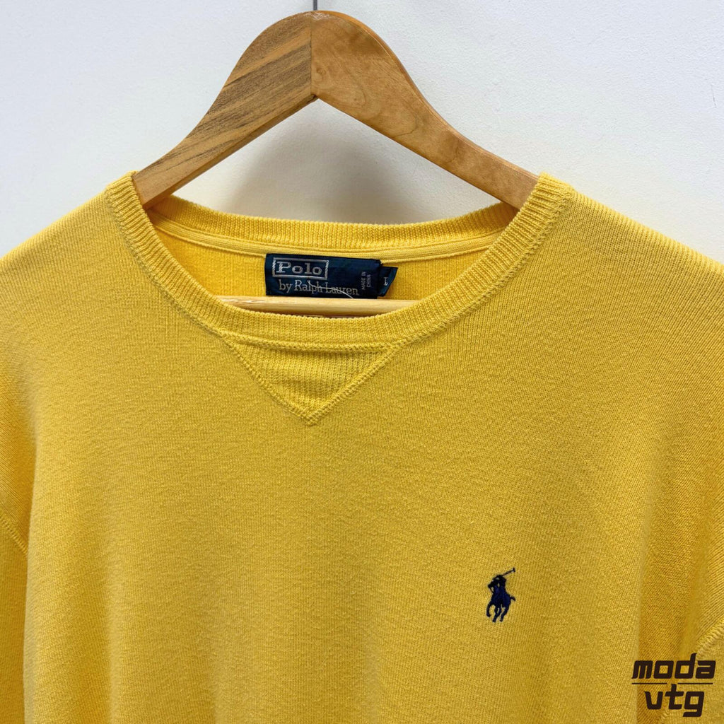 Vintage 90s Ralph Lauren Knitted Jumper Yellow Large Retro Unisex