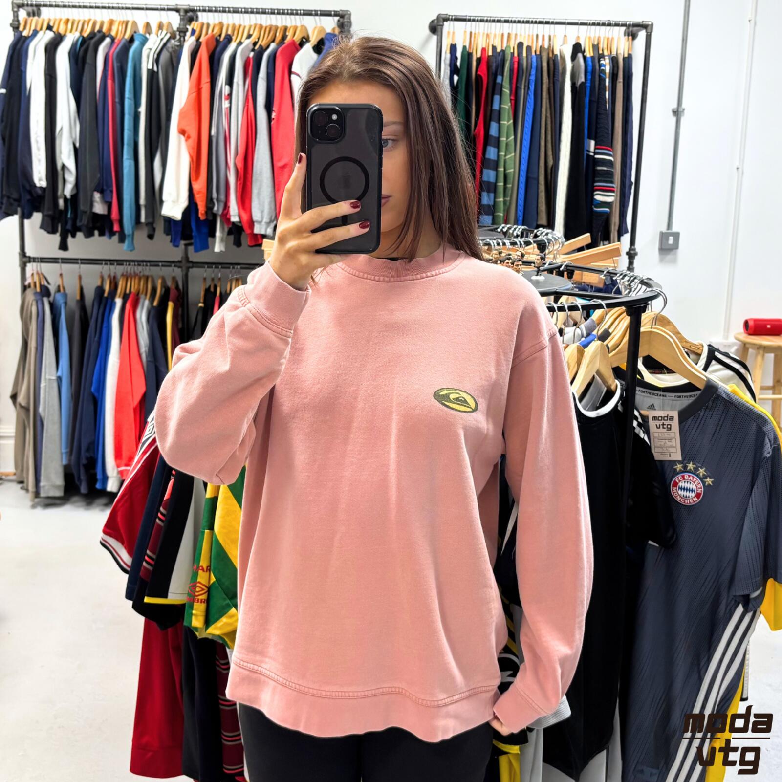 Vintage 90s Quiksilver Sweatshirt Pink Medium Retro Unisex Graphic