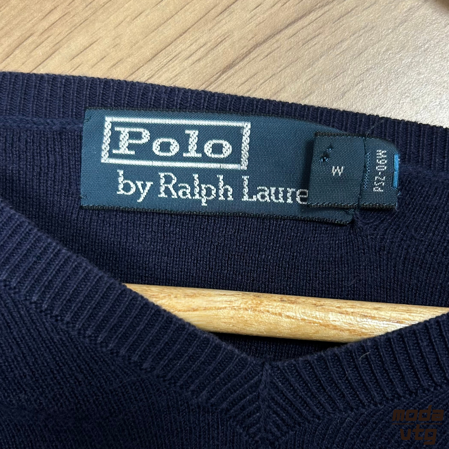 Vintage Y2K Ralph Lauren Knitted Jumper Navy Medium Unisex Retro V-Neck