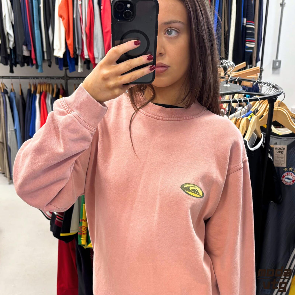 Vintage 90s Quiksilver Sweatshirt Pink Medium Retro Unisex Graphic
