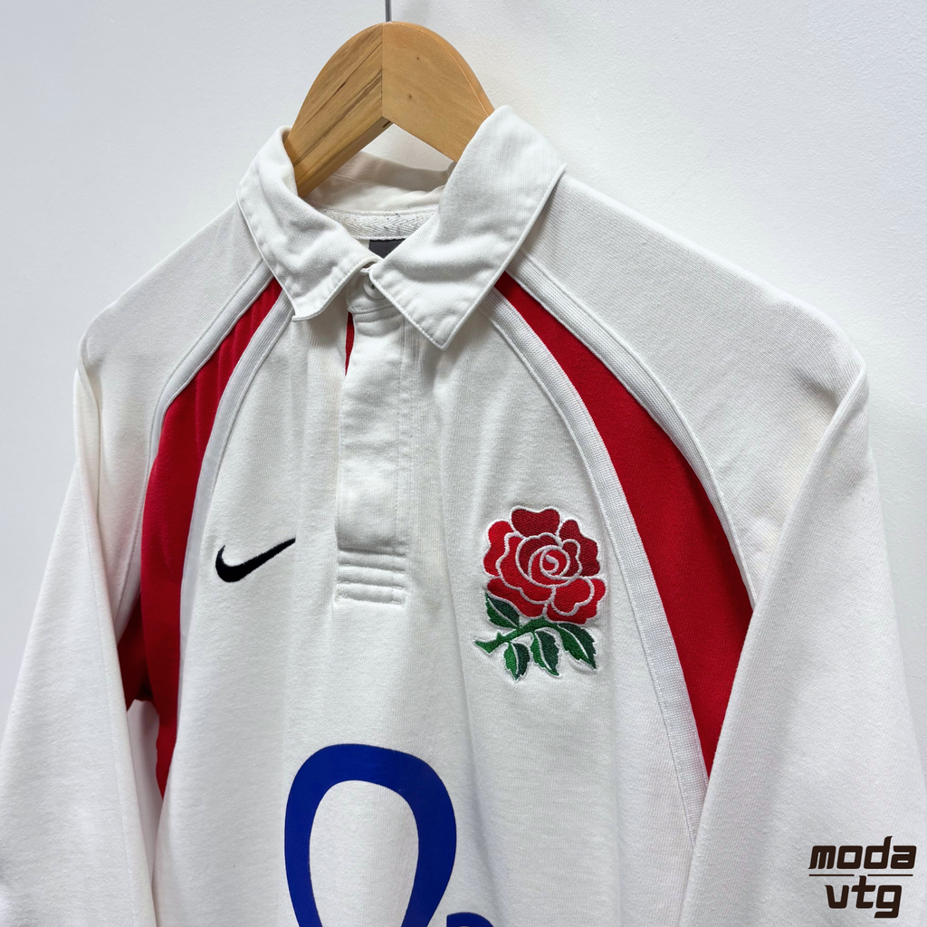 Vintage 2002/2003 England Rugby Union Nike Polo White Medium Home  Home