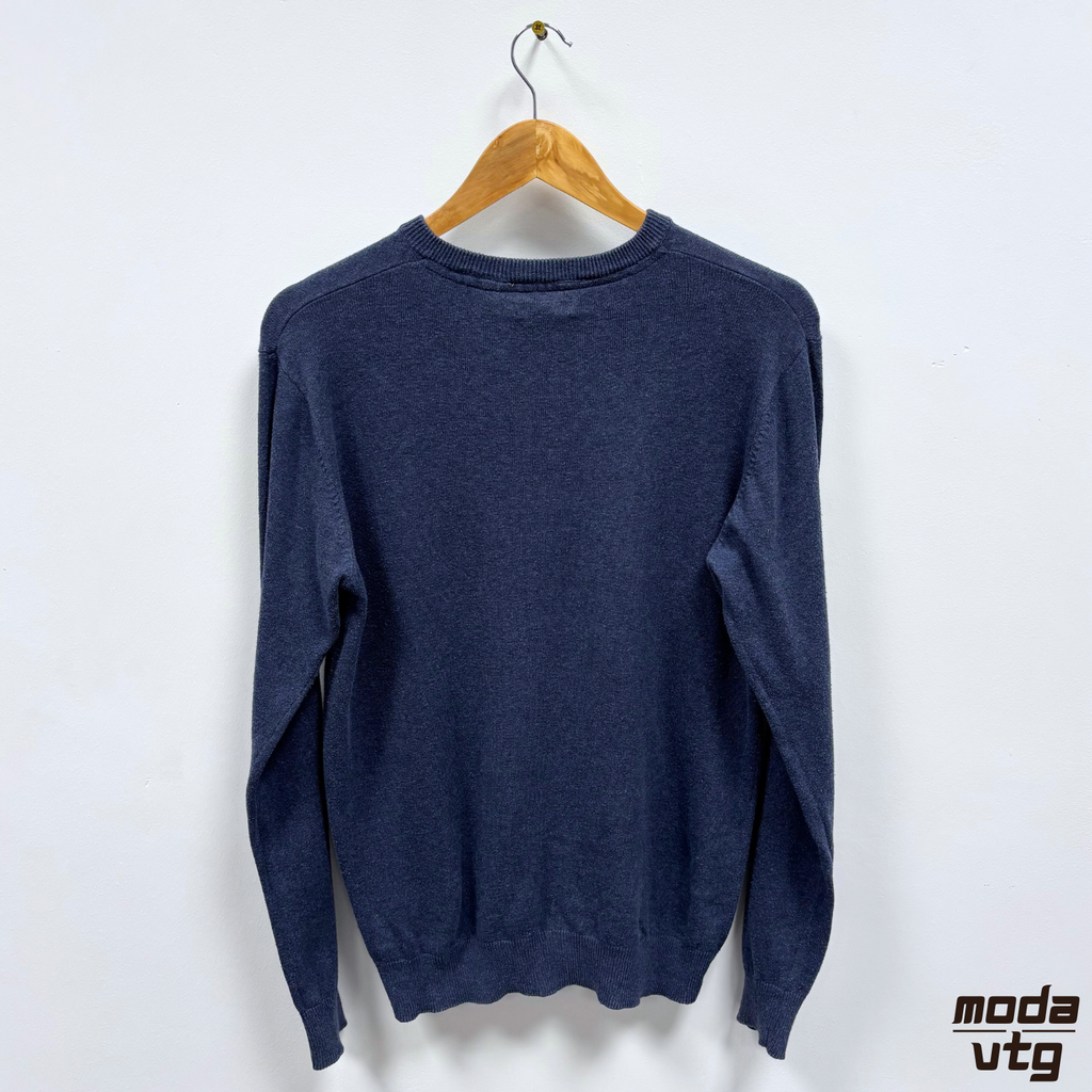 Vintage Y2K Burberry London Knitted Jumper Navy Women’s Medium