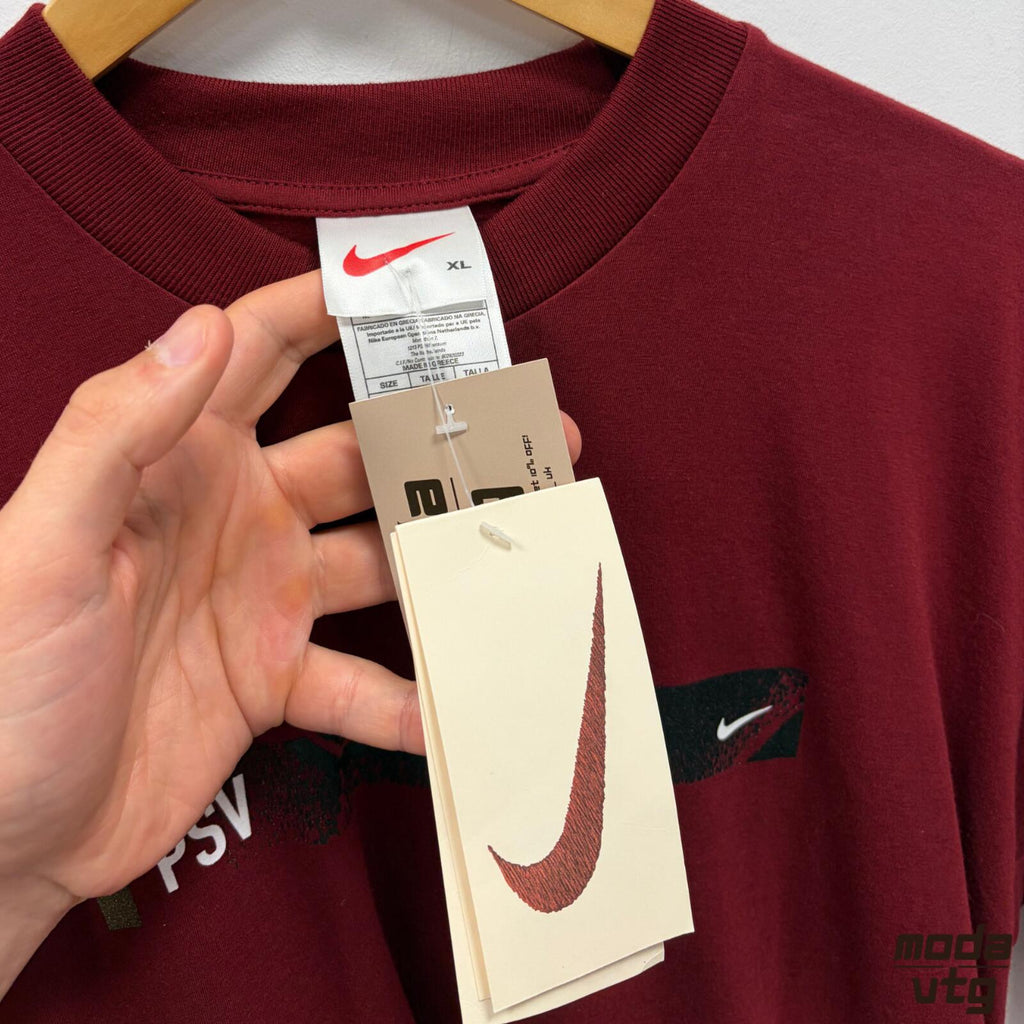 Vintage Y2K PSV Eindhoven T-Shirt Burgundy Small Deadstock Unisex Retro Nike