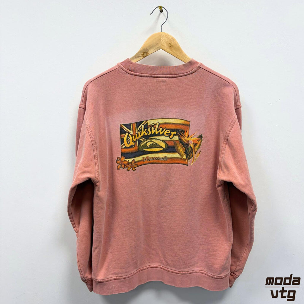Vintage 90s Quiksilver Sweatshirt Pink Medium Retro Unisex Graphic