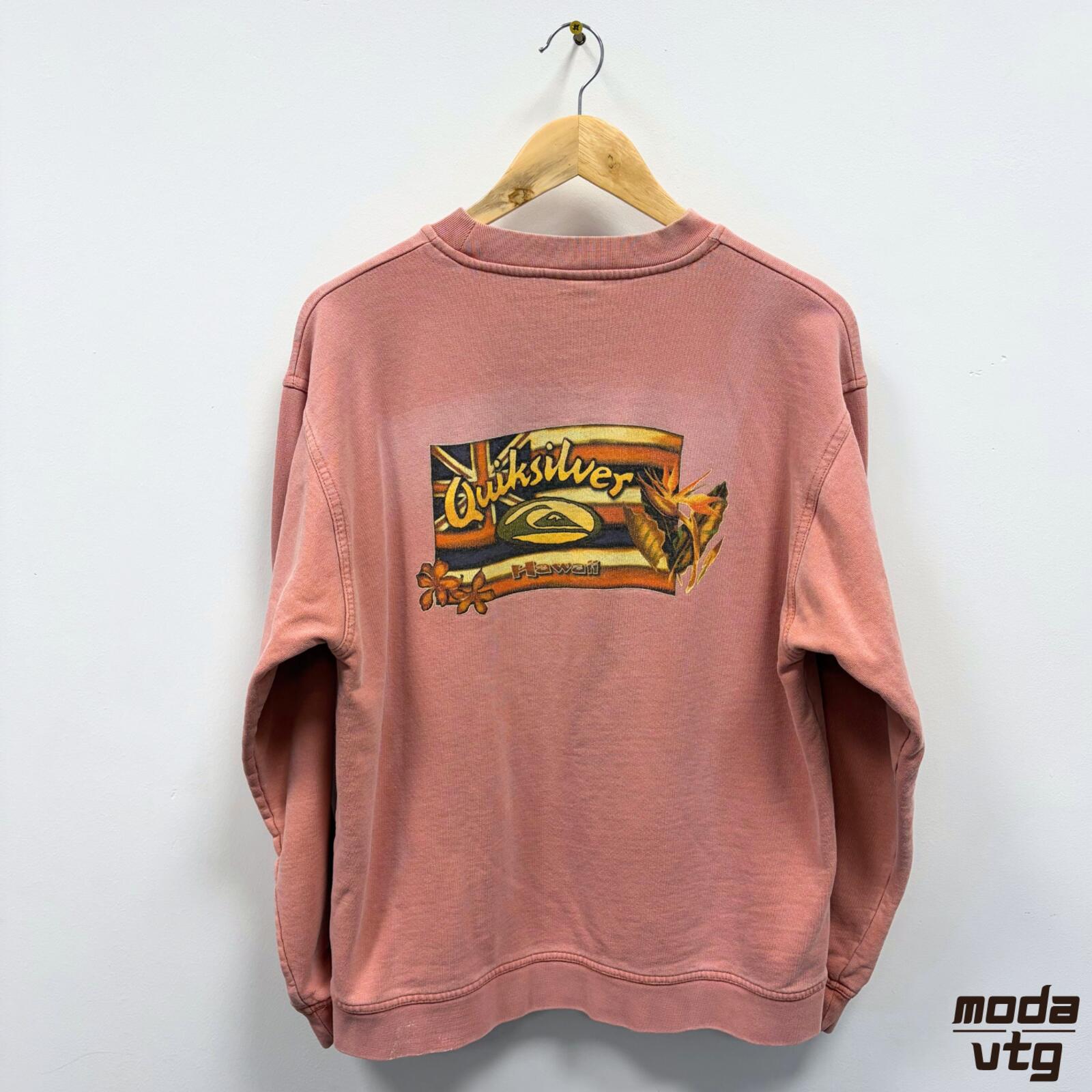Vintage 90s Quiksilver Sweatshirt Pink Medium Retro Unisex Graphic