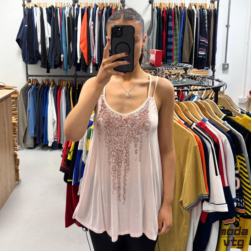 Vintage Y2K Papaya Tank Top Pink Large Summer Cami