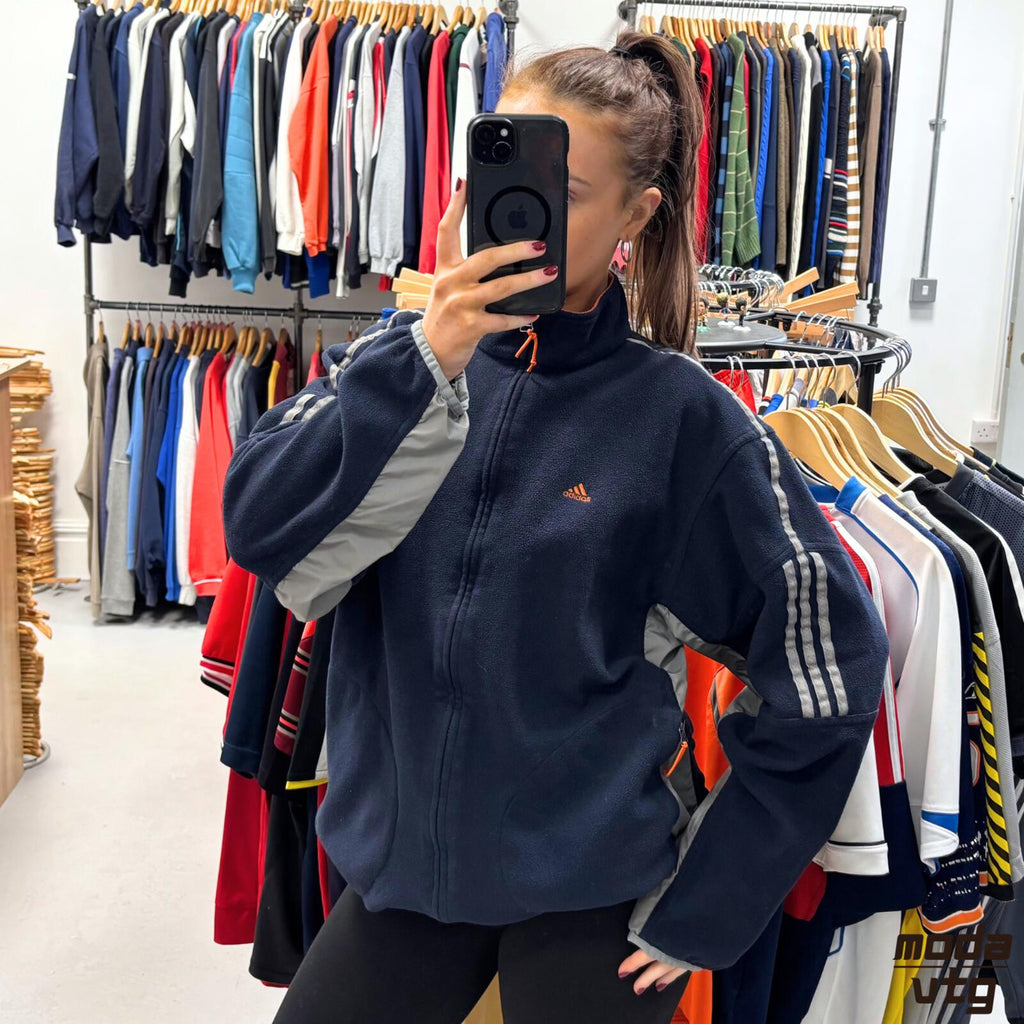 Vintage Y2K Adidas Fleece Navy Medium Retro Unisex
