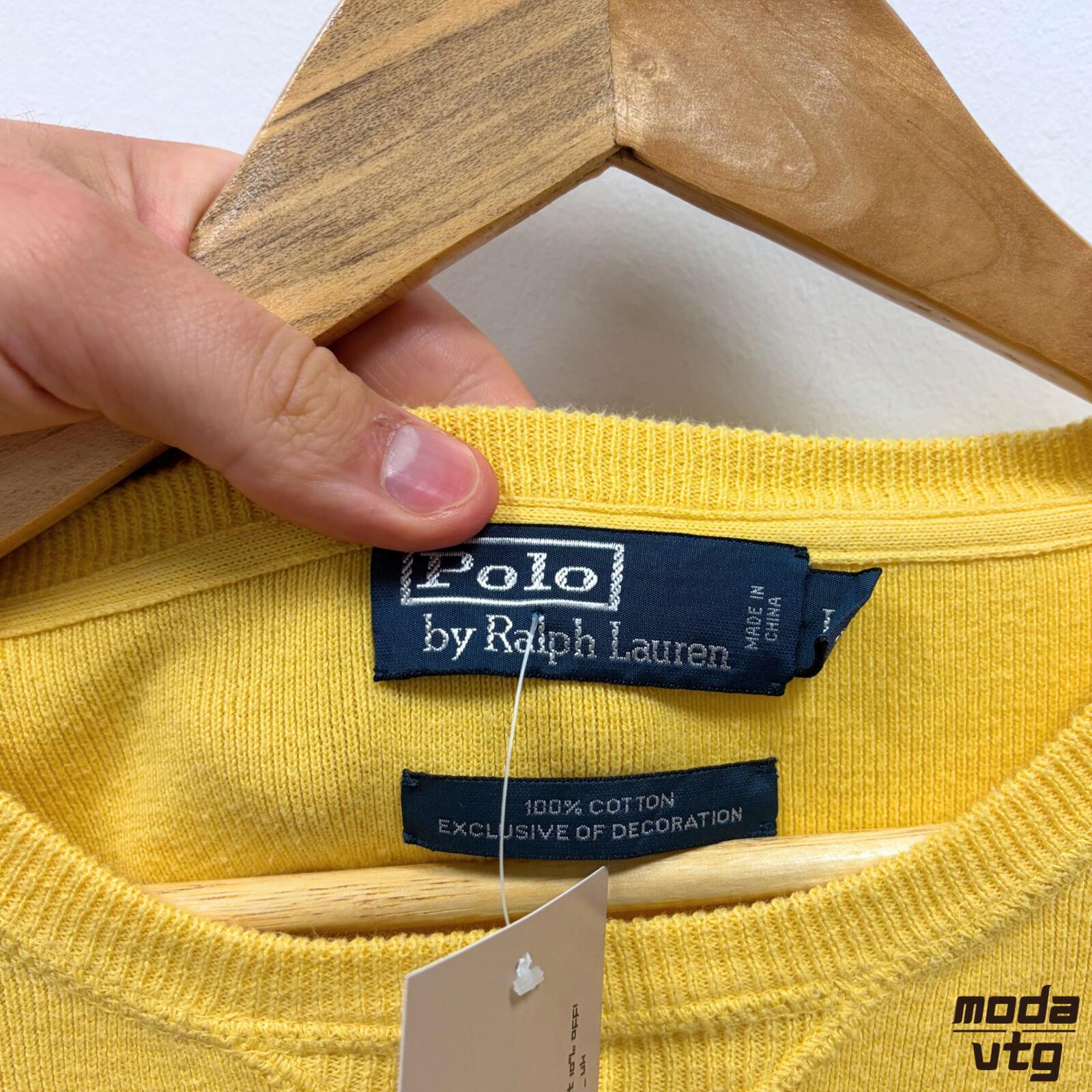 Vintage 90s Ralph Lauren Knitted Jumper Yellow Large Retro Unisex