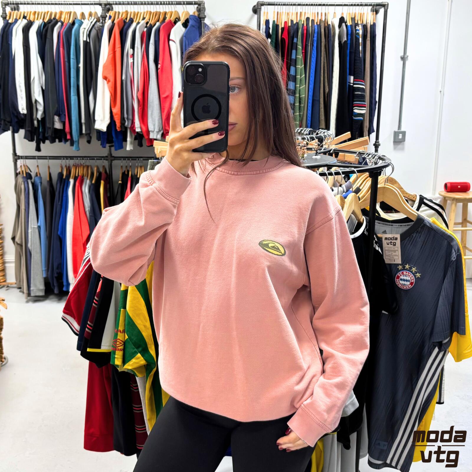 Vintage 90s Quiksilver Sweatshirt Pink Medium Retro Unisex Graphic
