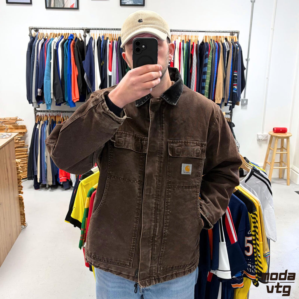 Vintage Y2K Carhartt Chore Jacket Brown Large Retro Workwear
