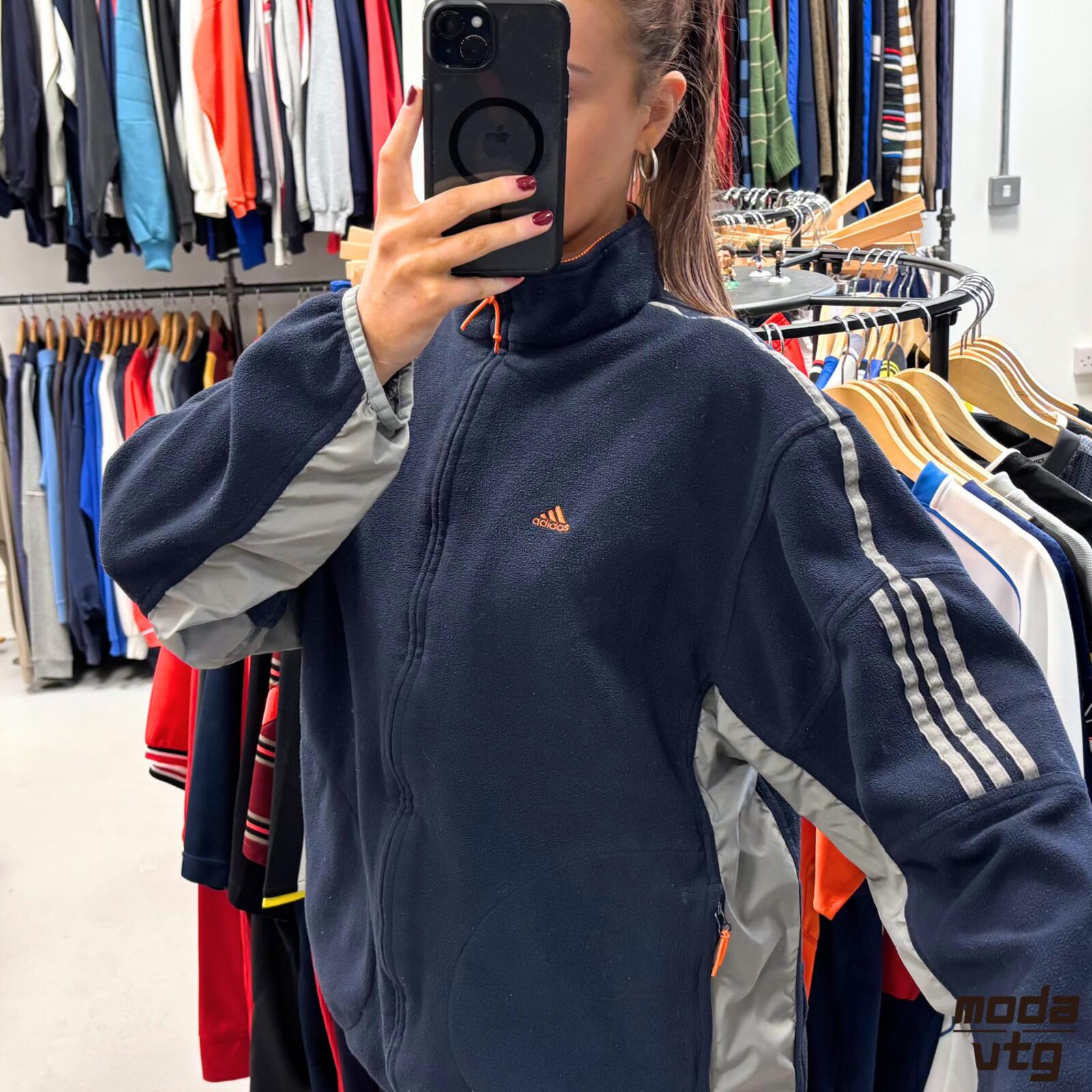 Vintage Y2K Adidas Fleece Navy Medium Retro Unisex