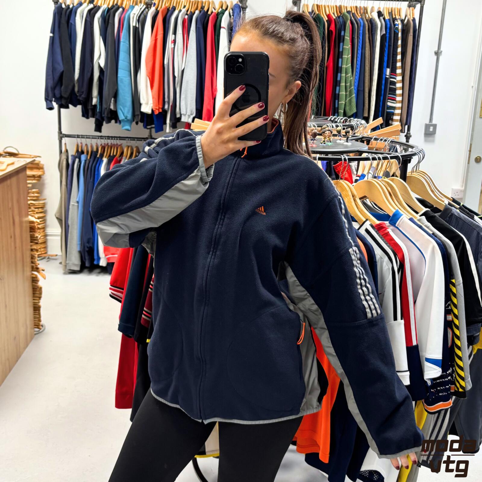 Vintage Y2K Adidas Fleece Navy Medium Retro Unisex
