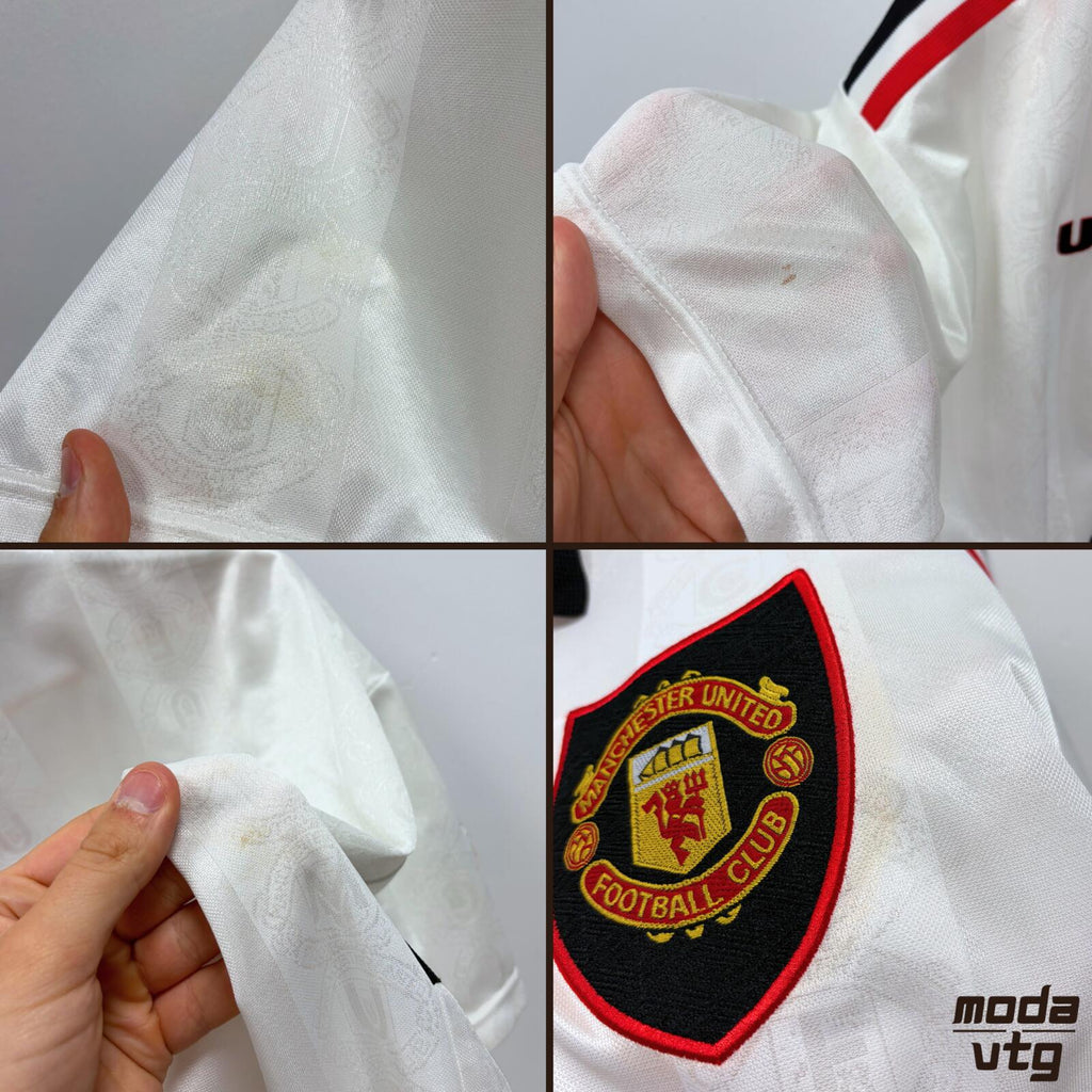 Vintage 1997/99 Manchester United Jersey Away White XL Umbro Retro Unisex