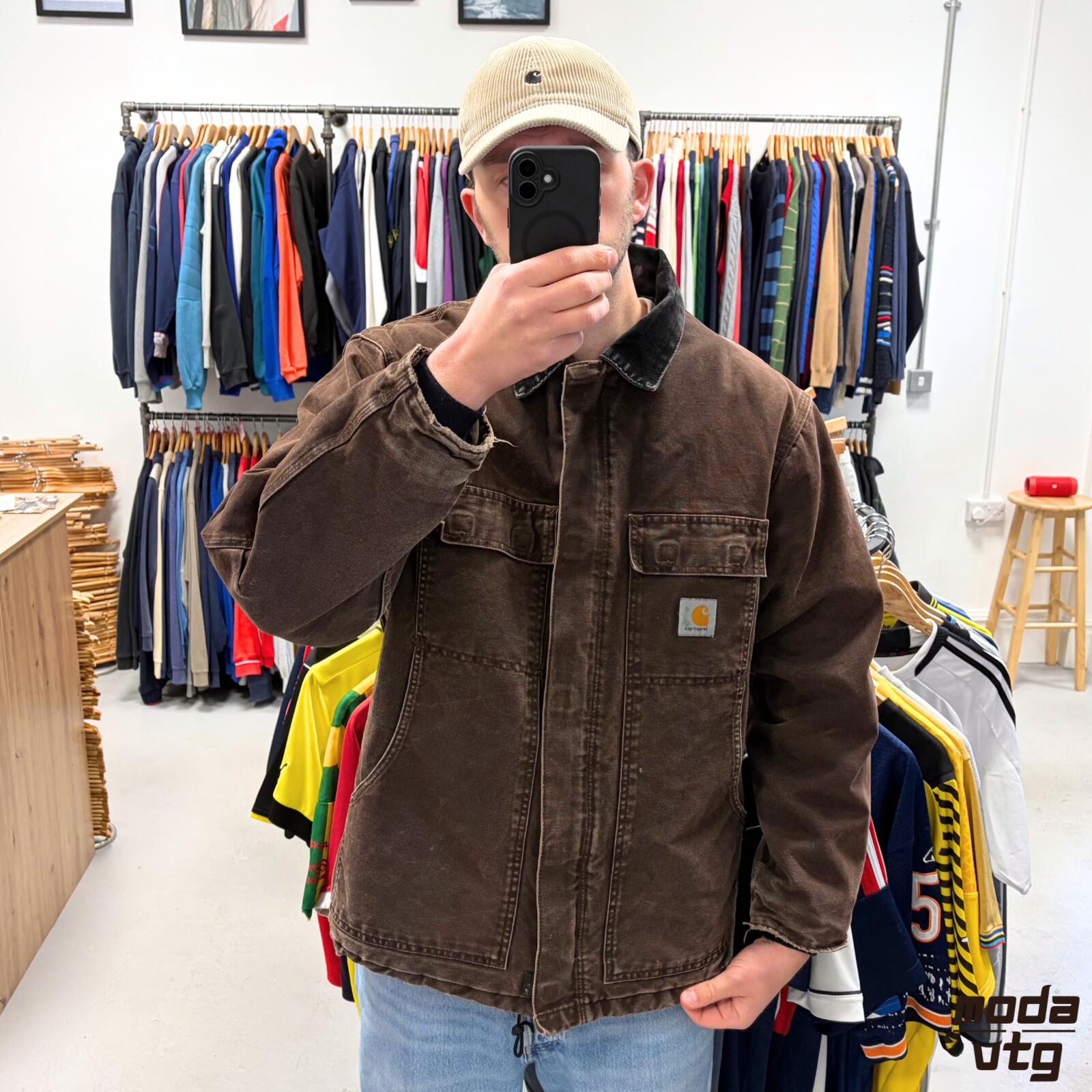 Vintage Y2K Carhartt Chore Jacket Brown Large Retro Workwear