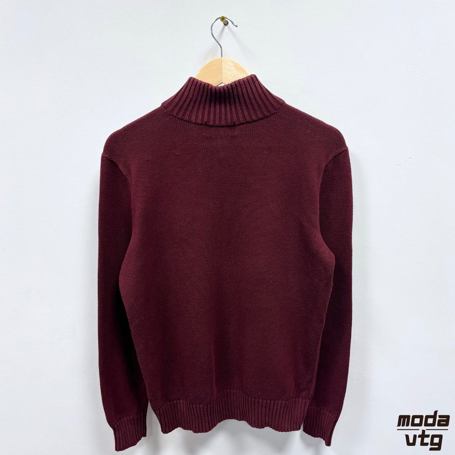 Vintage Y2K Ralph Lauren Buttoned Knitted Jumper Burgundy Small