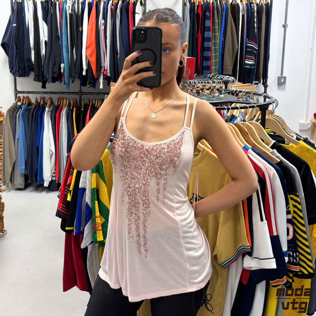 Vintage Y2K Papaya Tank Top Pink Large Summer Cami