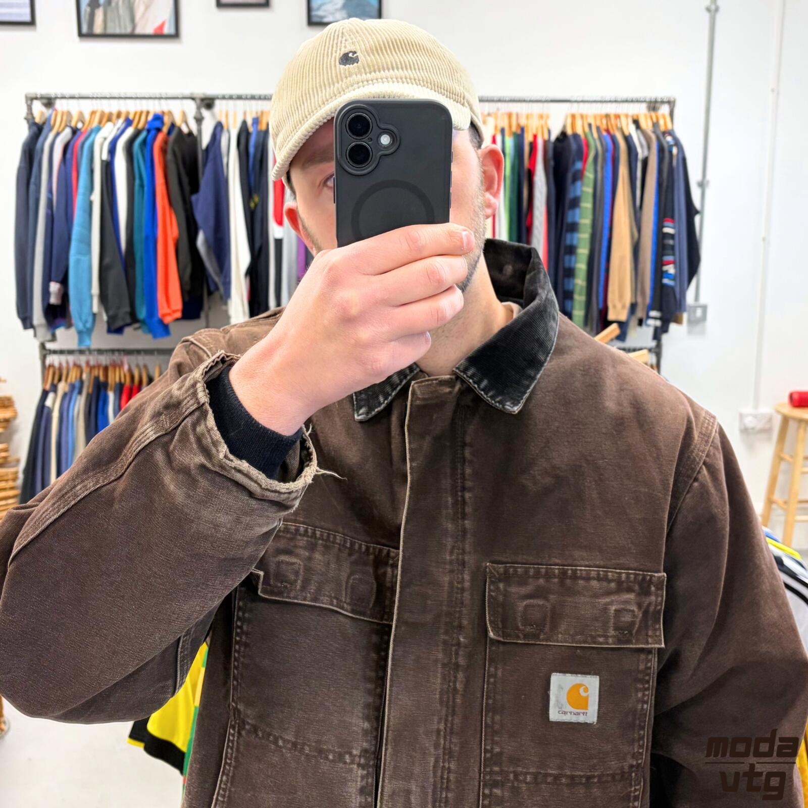 Vintage Y2K Carhartt Chore Jacket Brown Large Retro Workwear