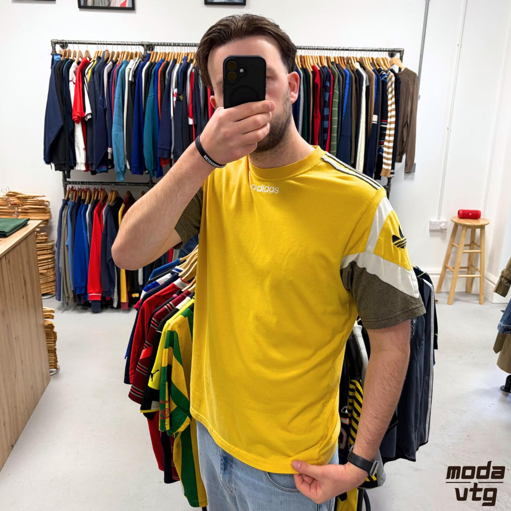 Vintage 90s Adidas T-Shirt Yellow XL Retro