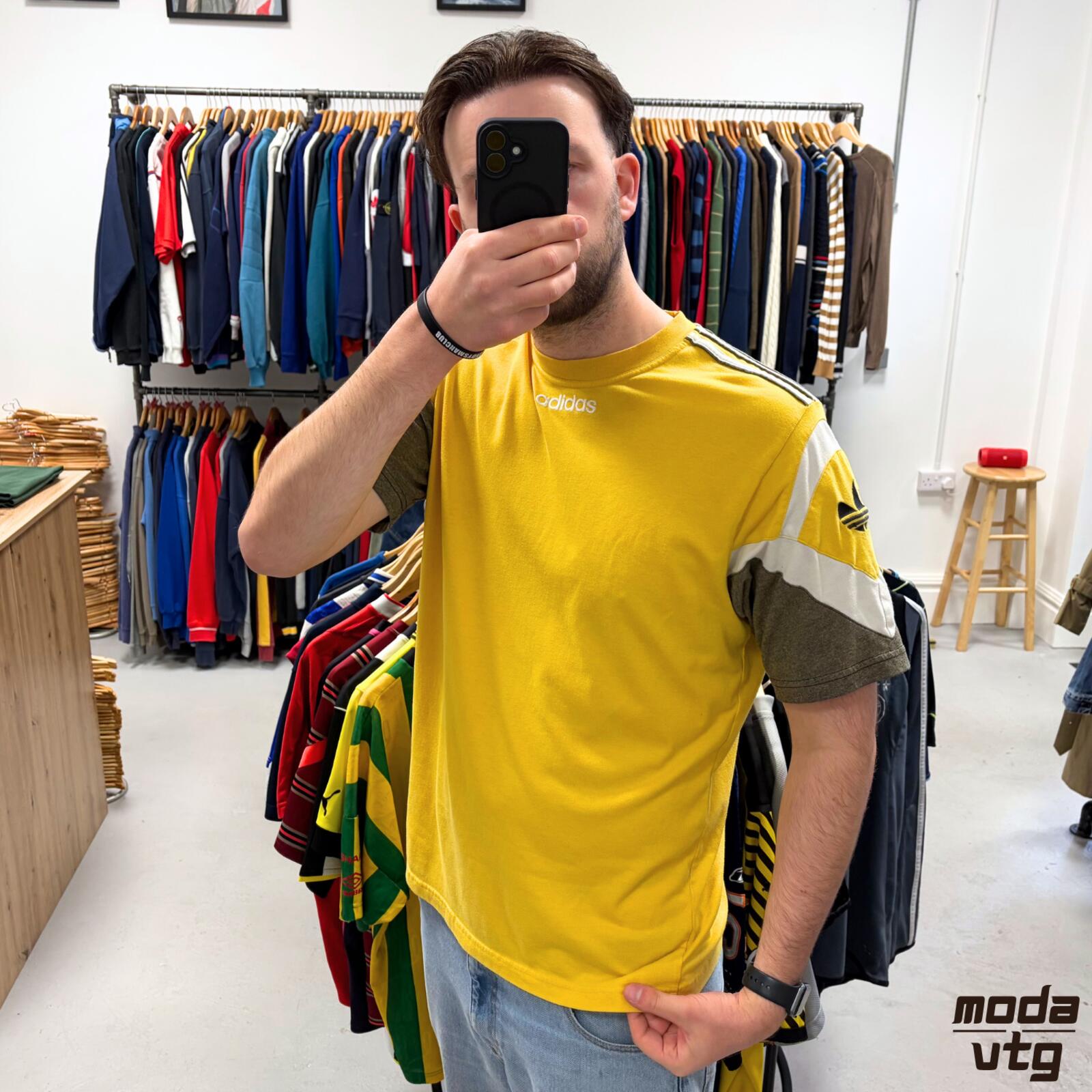 Vintage 90s Adidas T-Shirt Yellow XL Retro