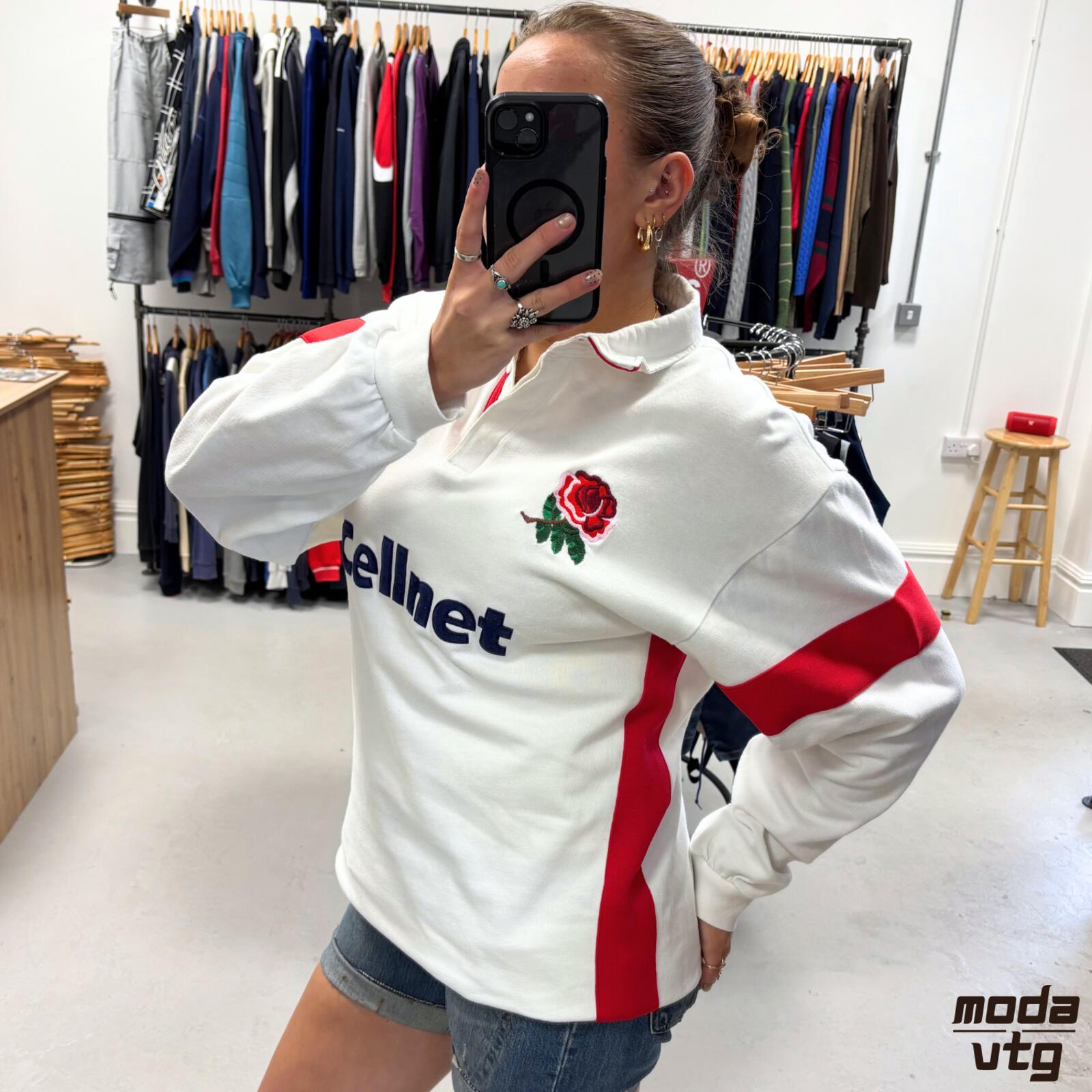 Vintage 1997/99 England Rugby Polo White Large Retro Unisex Nike