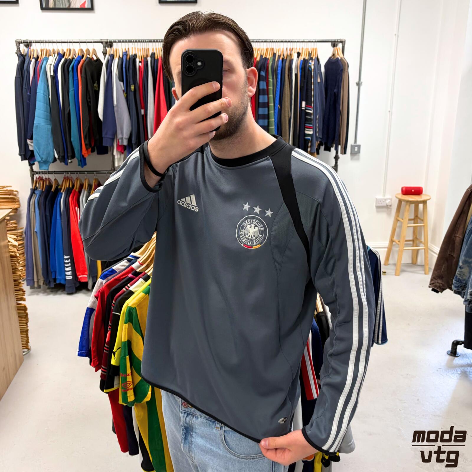 Vintage 2002 Germany Sweatshirt Grey Large Adidas Unisex Retro