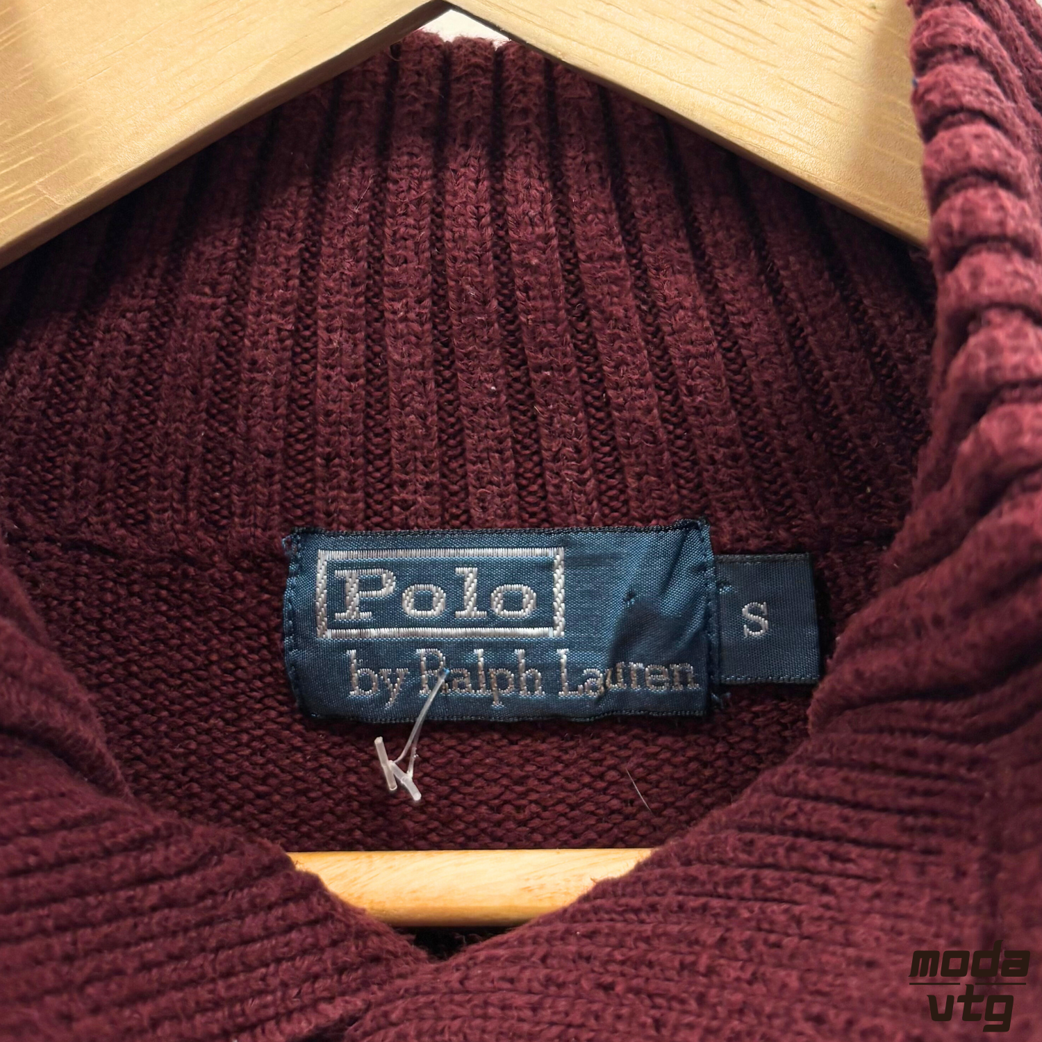 Vintage Y2K Ralph Lauren Buttoned Knitted Jumper Burgundy Small