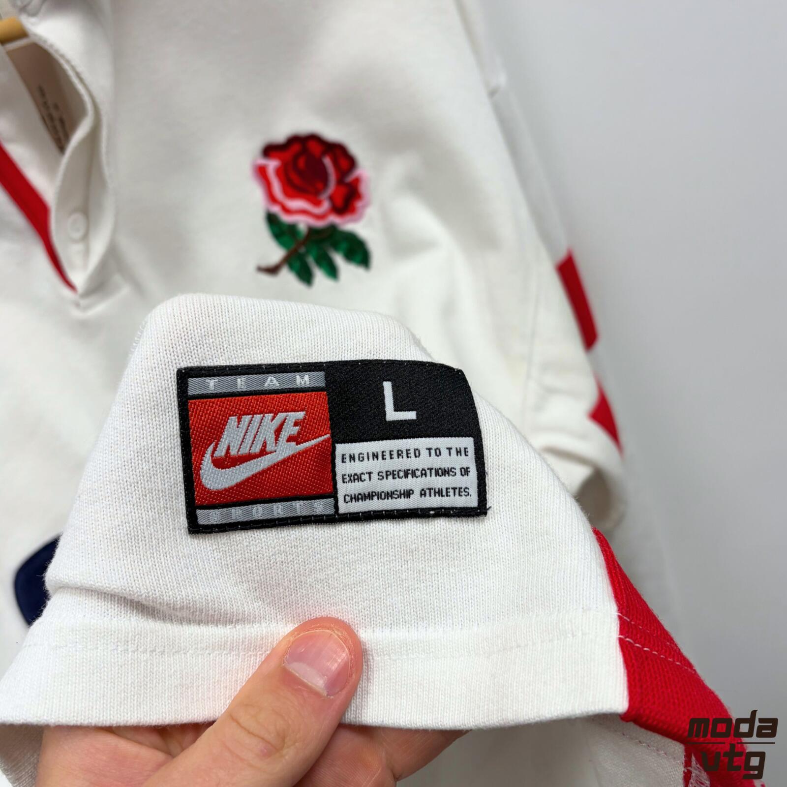 Vintage 1997/99 England Rugby Polo White Large Retro Unisex Nike