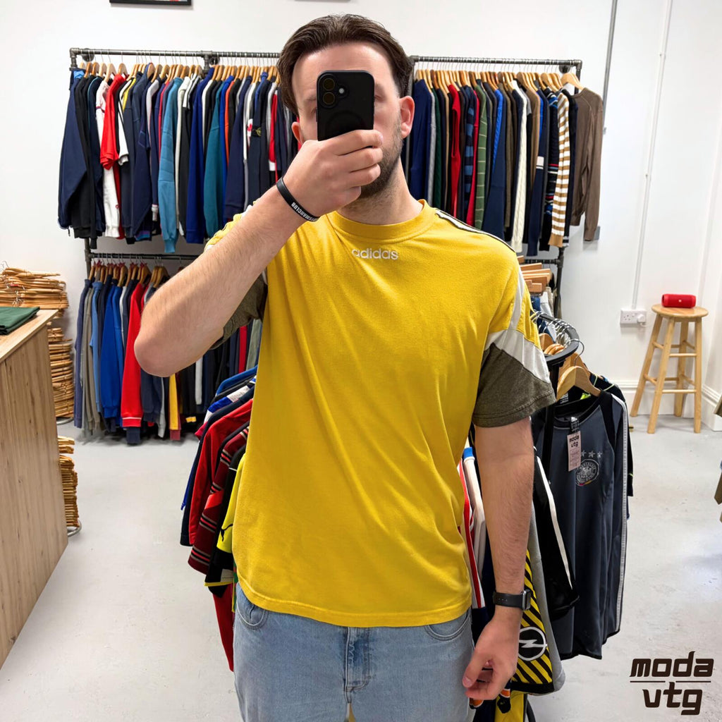 Vintage 90s Adidas T-Shirt Yellow XL Retro