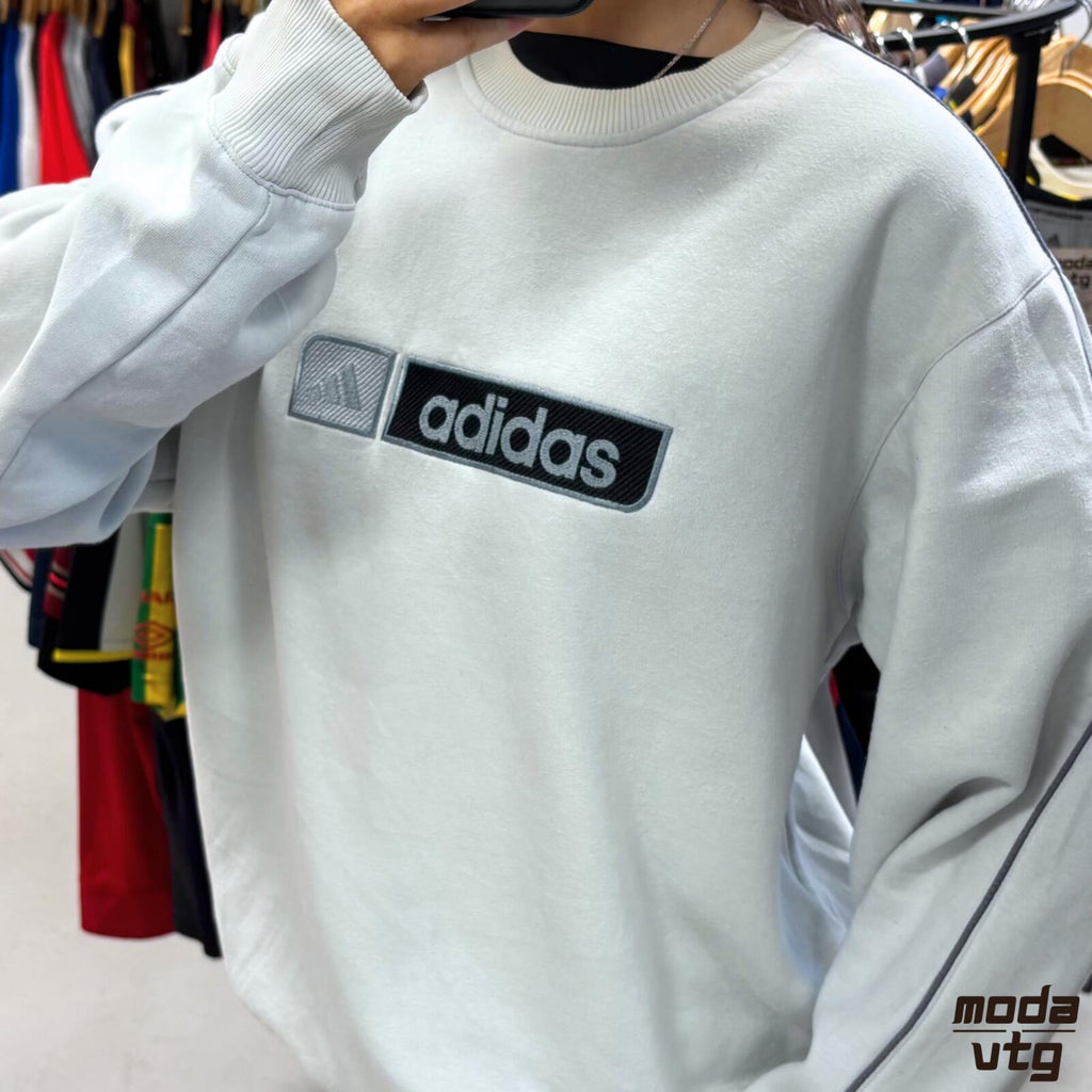 Vintage Y2K Adidas Sweatshirt Blue Large Retro Unisex