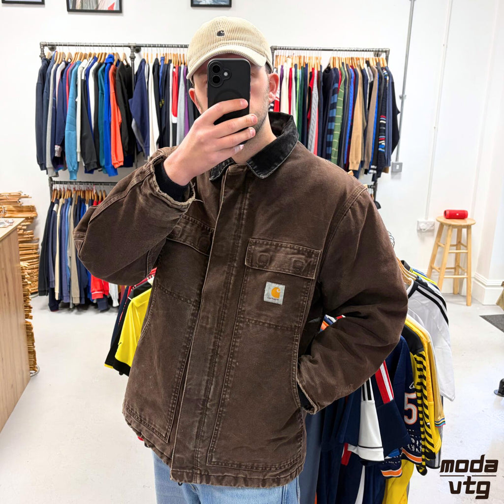 Vintage Y2K Carhartt Chore Jacket Brown Large Retro Workwear