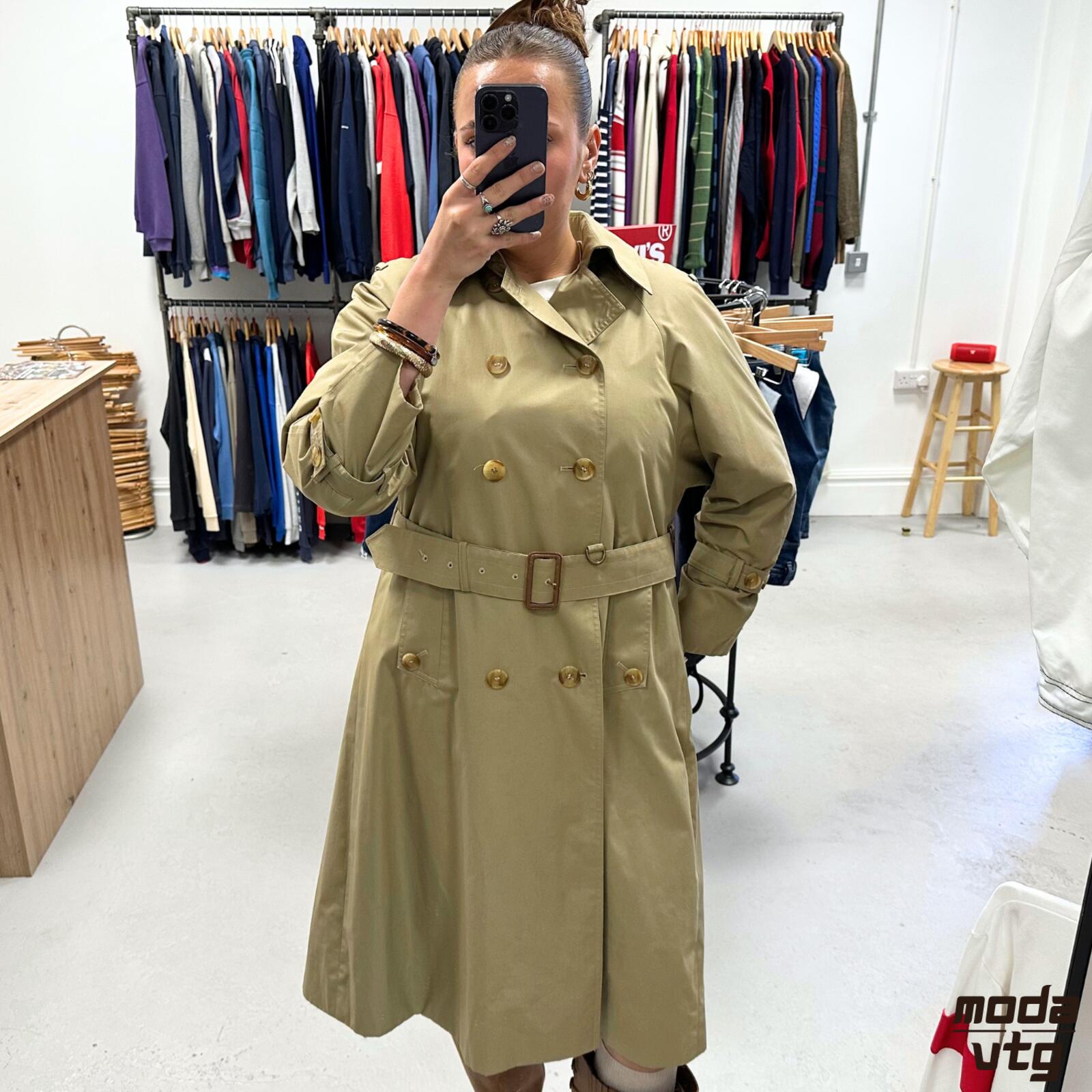 Vintage 90s Aquascutum Trench Coat Beige Women’s Medium Retro