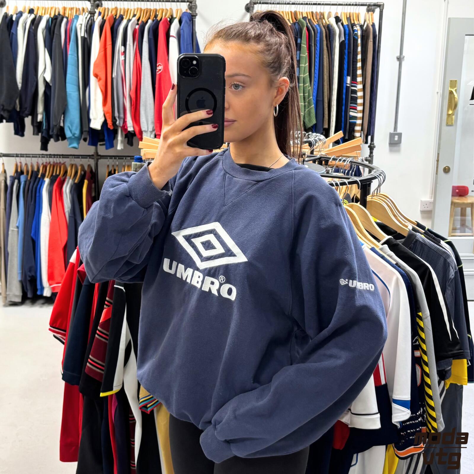 Vintage 90s Umbro Sweatshirt Navy Medium Retro Unisex