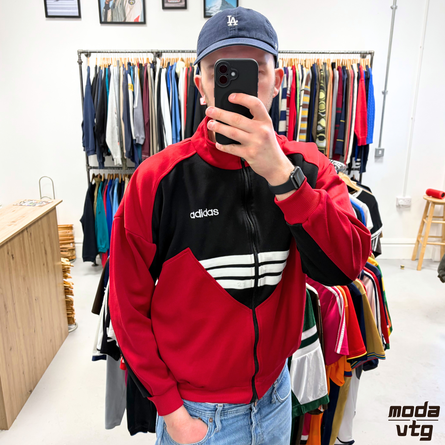Vintage 90s Adidas Track Jacket Red Large Retro Unisex
