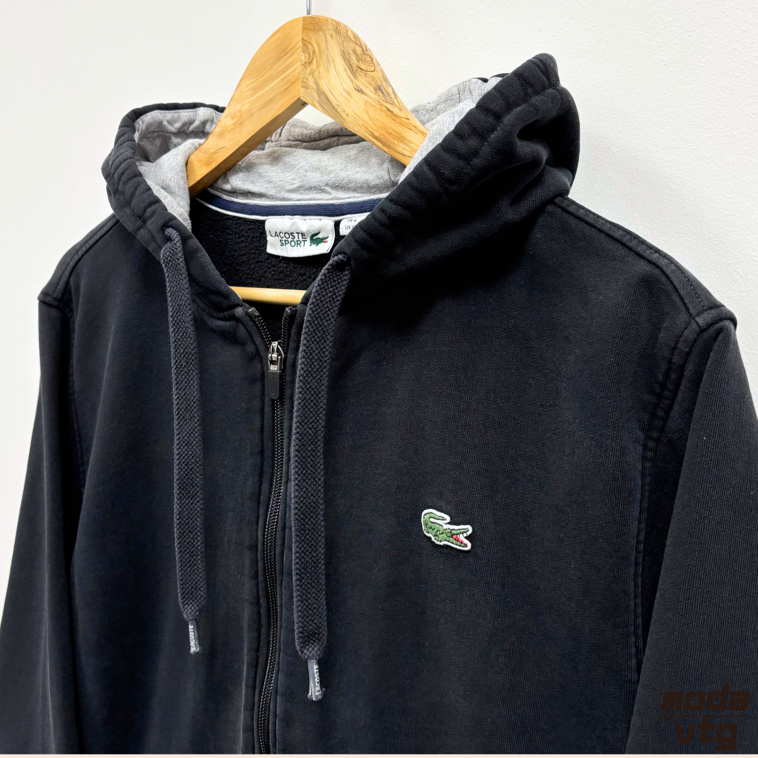 Vintage Y2K Lacoste Hoodie Black Small Full Zip Retro