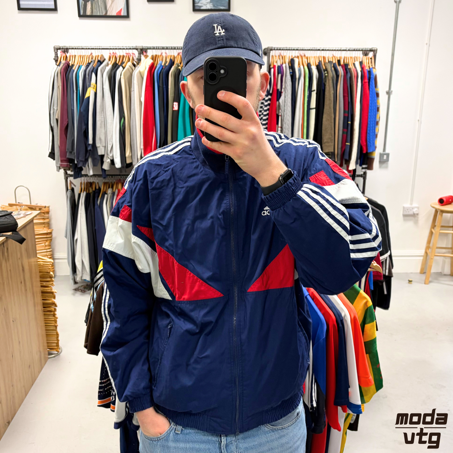 Vintage 90s Adidas Track Jacket Navy XL Retro Unisex Festival
