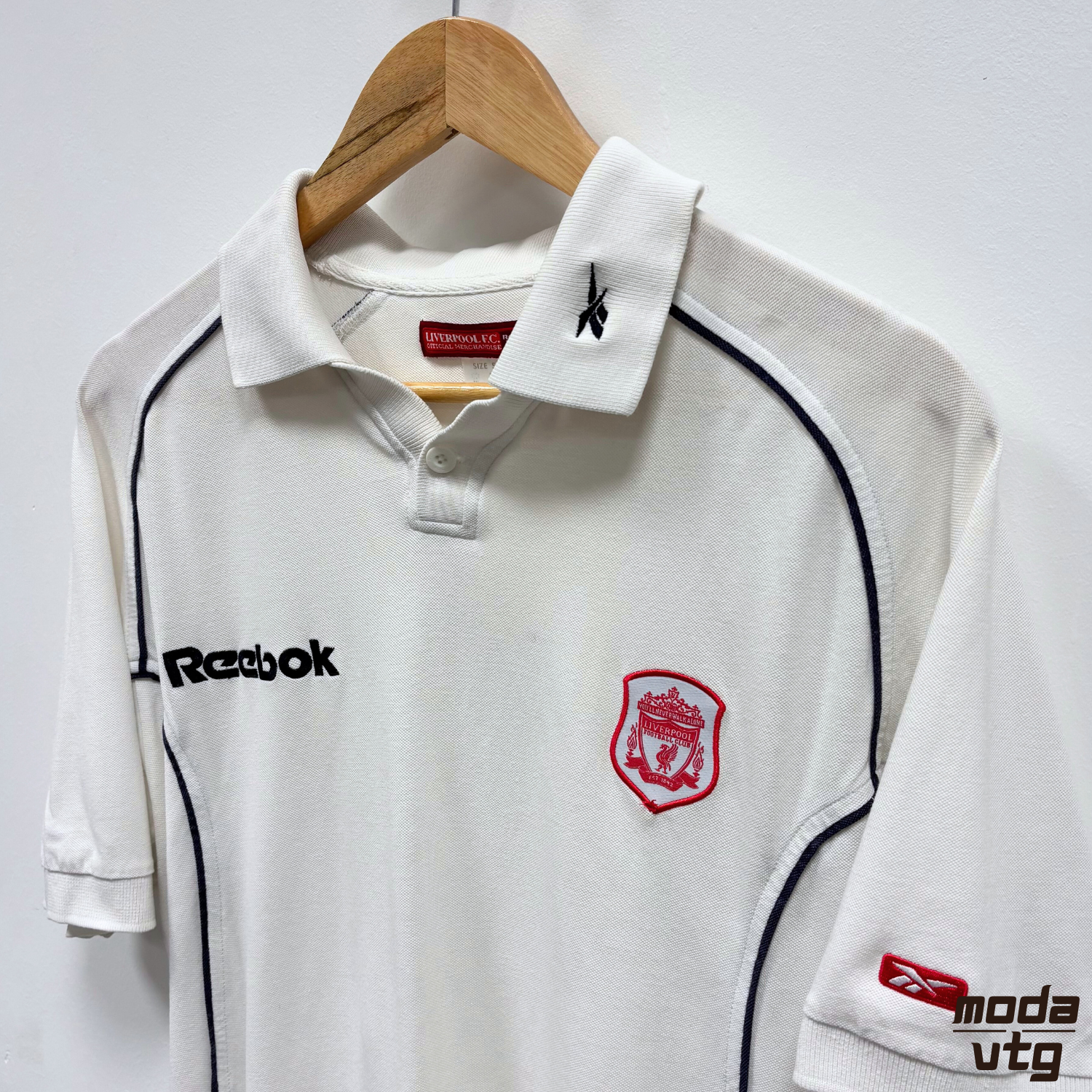 Vintage Y2K Liverpool FC Reebok White Polo