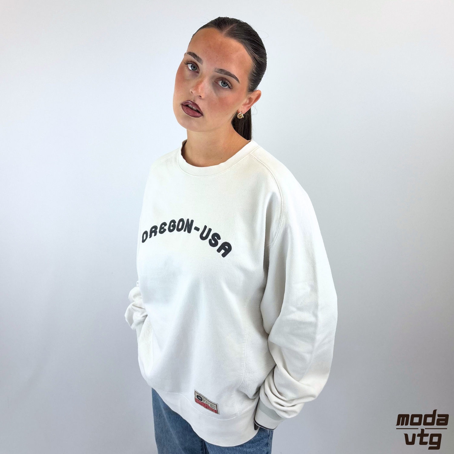 Vintage Y2K Nike Sweatshirt White Large