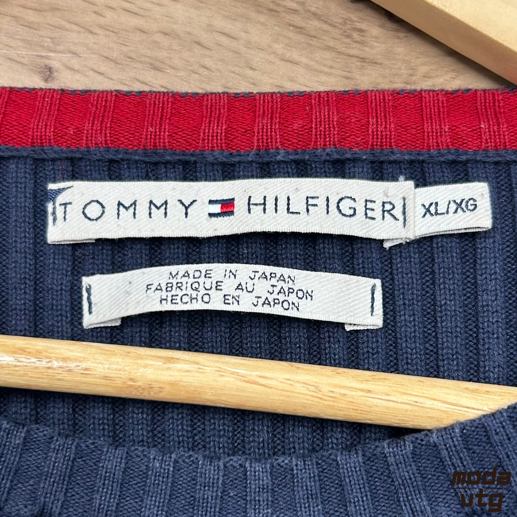 Vintage Y2K Tommy Hilfiger Knitted Jumper Navy Women’s Small Retro