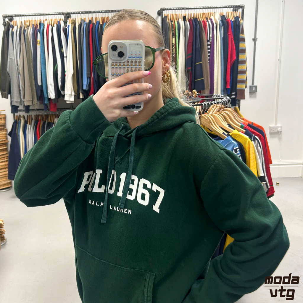 Vintage Y2K Ralph Lauren Hoodie Green Medium Retro Unisex