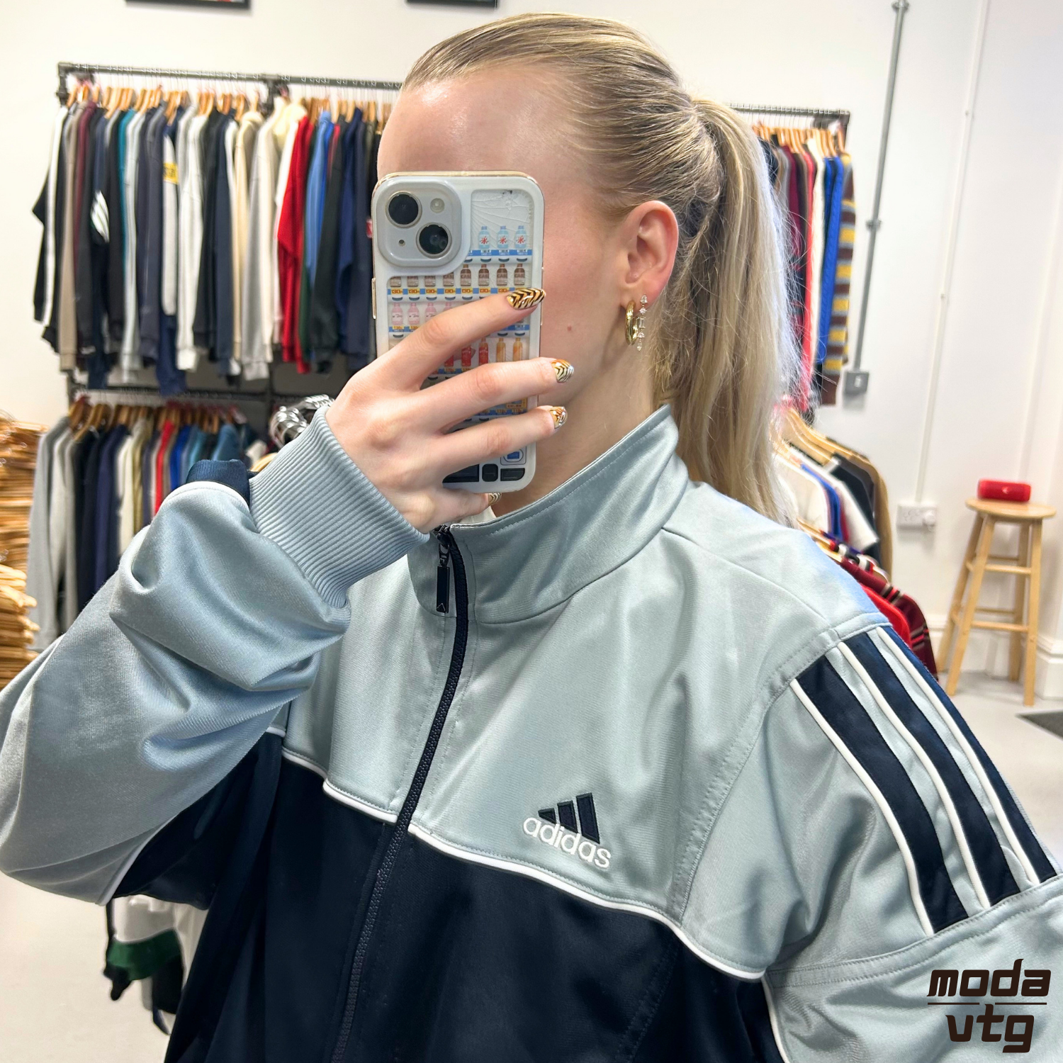 Vintage Y2K Adidas Track Jacket Navy Large Retro Unisex