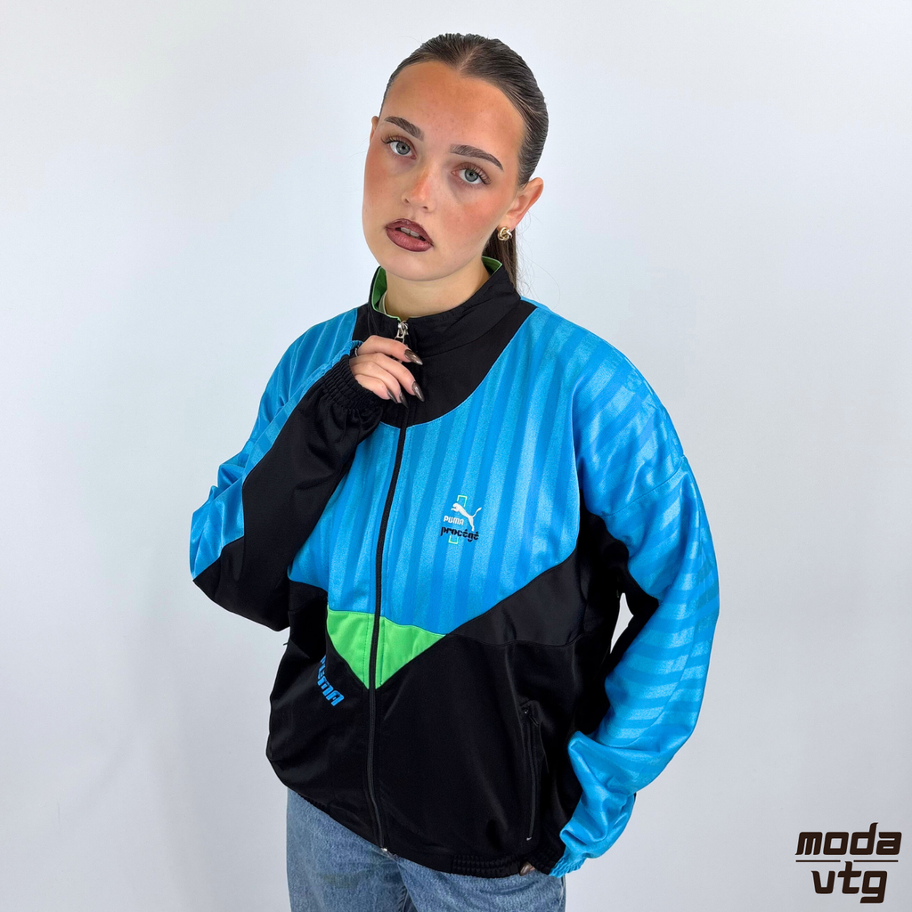 Vintage 90s Puma Track Jacket Blue Large Retro