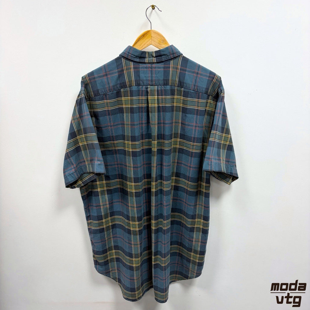 Ralph Lauren Button-Up Shirt Blue XL Plaid Short Sleeve Classic Fit Button-Down
