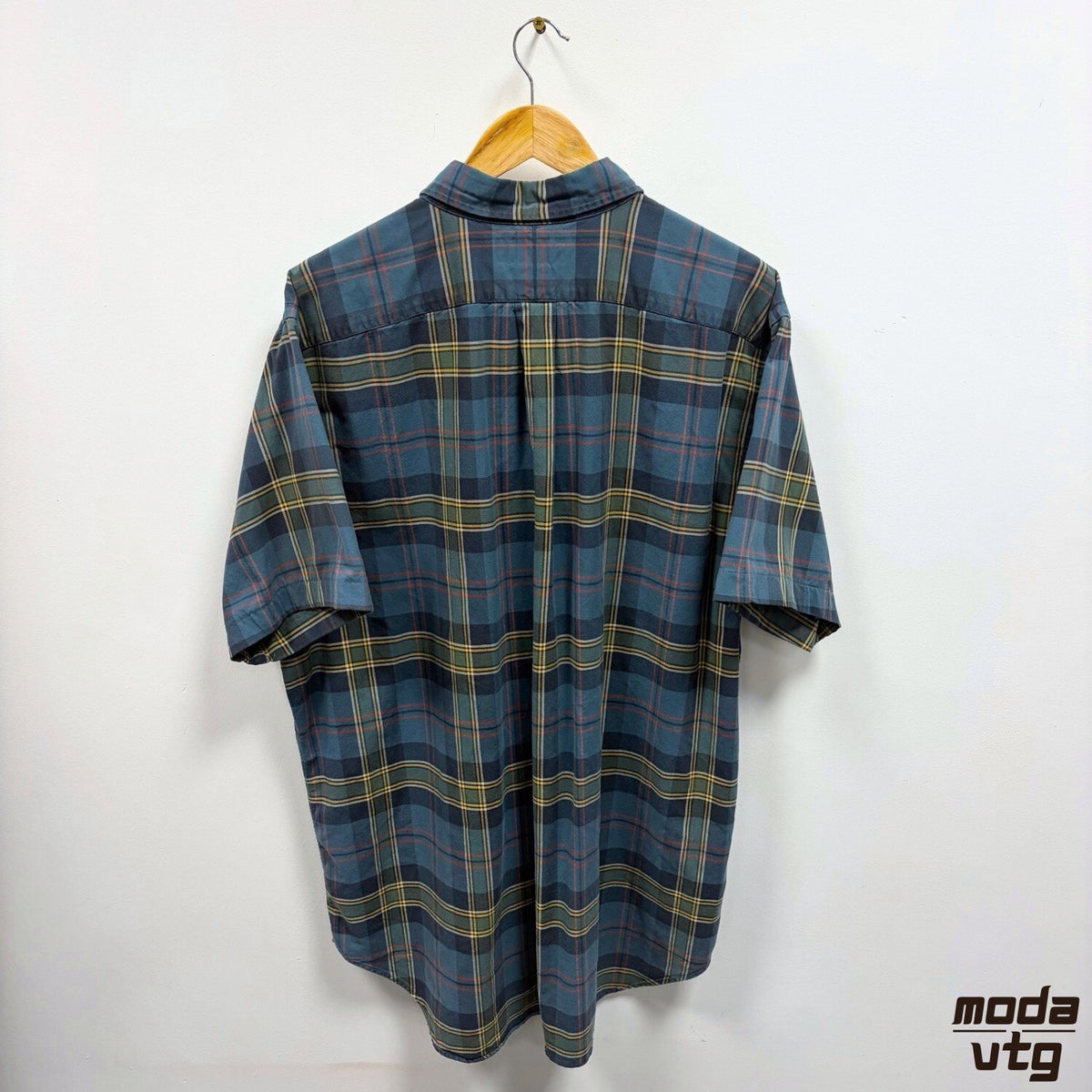 Ralph Lauren Button-Up Shirt Blue XL Plaid Short Sleeve Classic Fit Button-Down