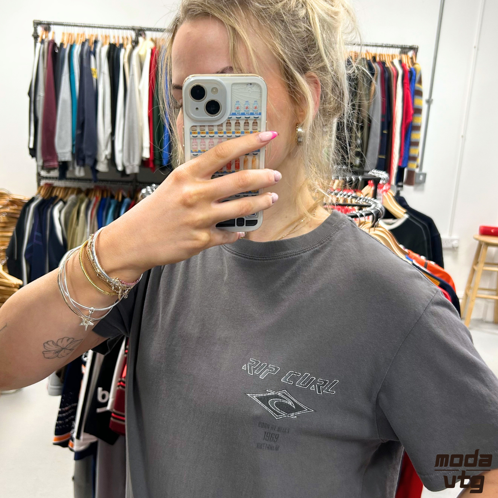 Vintage Y2K RIP CURL T-Shirt Grey Small Unisex Retro Summer Holiday